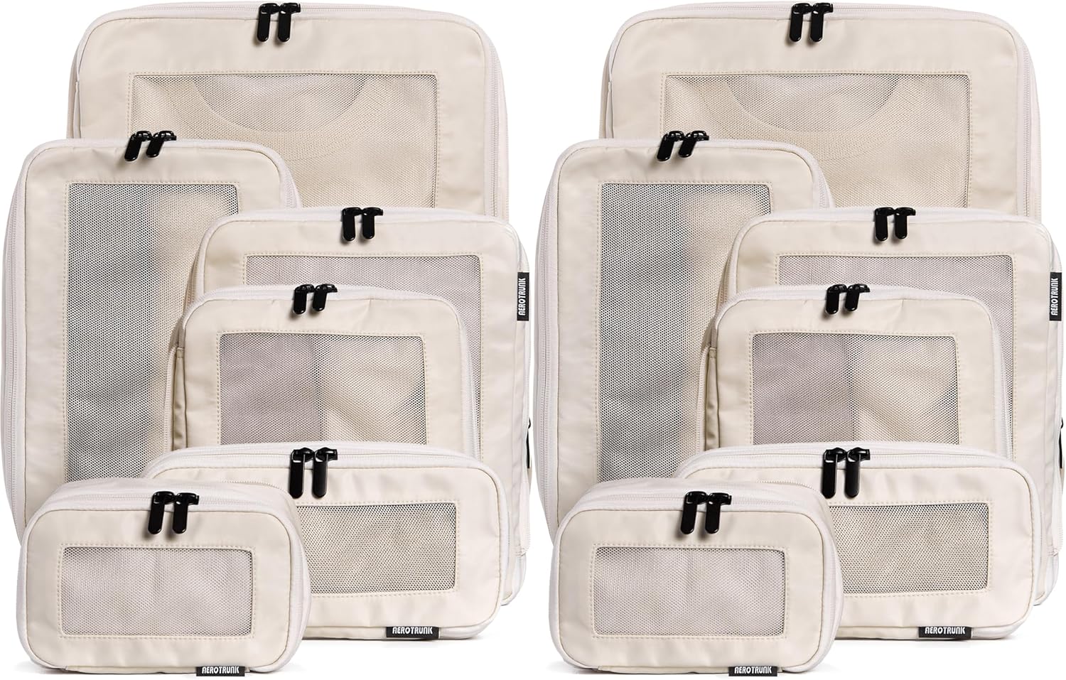Aerotrunk Compression Packing Cubes for Travel - Luggage Organizer Bags - Double Zipper Packing Cubes for Suitcases (6-Pack, Dark Blue)